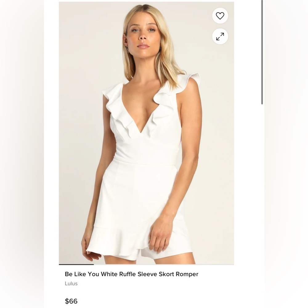 Lulu’s Elegant White Ruffle Skort Romper